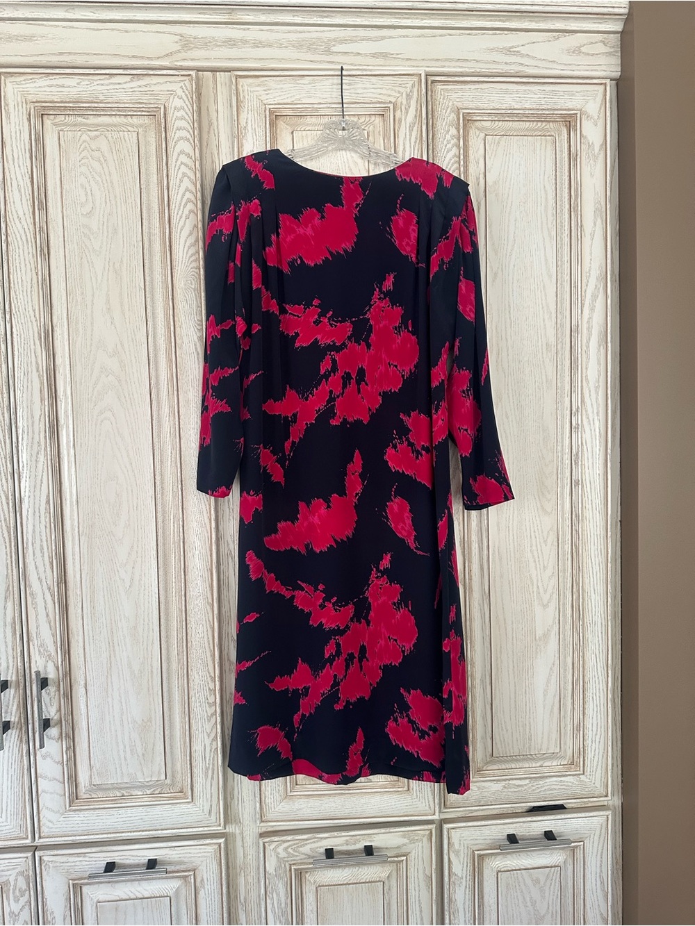 Amy Adams Navy Dress with Hot Pink Print
